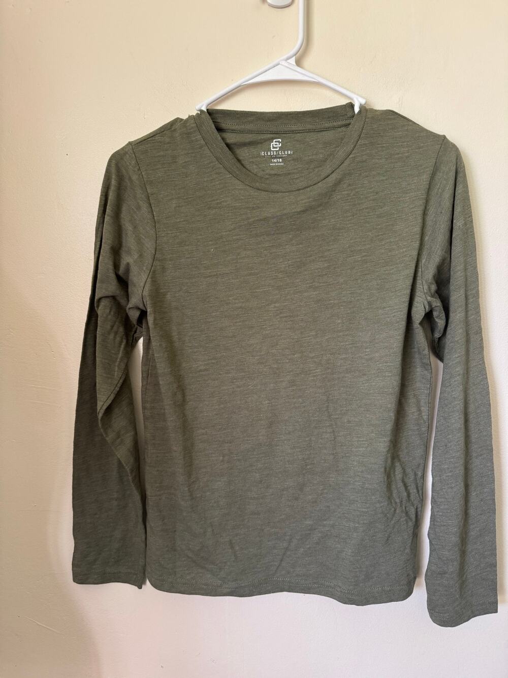 NWT Class Club Olive Heather Long Sleeve Tee Shirt Youth 14 16